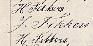 Handtekeningen Hindrik, Jan en Hinderikus Fikkers (1851)