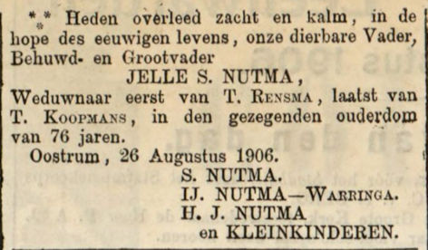  Leeuwarder Courant, 29 augustus 1906 - J.S. Nutma