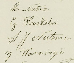 Handtekeningen huwelijk Nutma-Hoekstra en Nutma-Warringa in 1921