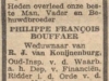 Overlijdensannonce P.F. Bouffaer in de Arnhemsche Courant 16-02-1943