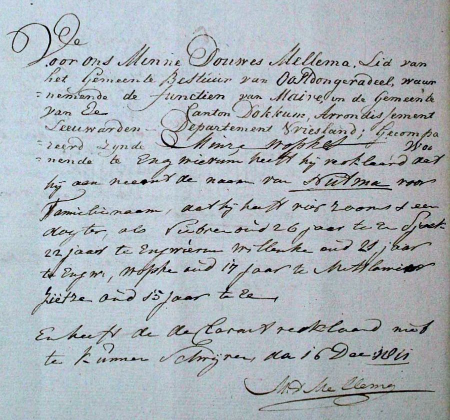 Naamsaanneming Nutma 1811