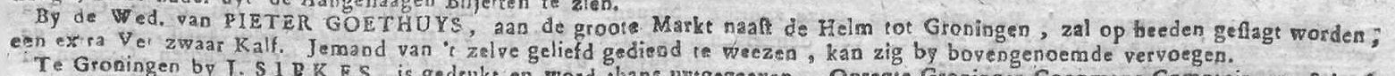 Advertentie Goedhuis - Opregte Groninger courant 11-02-1757