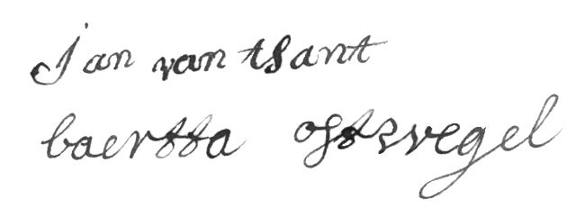 Handtekeningen van het bruidspaar Van 't Sant-Oostwegel