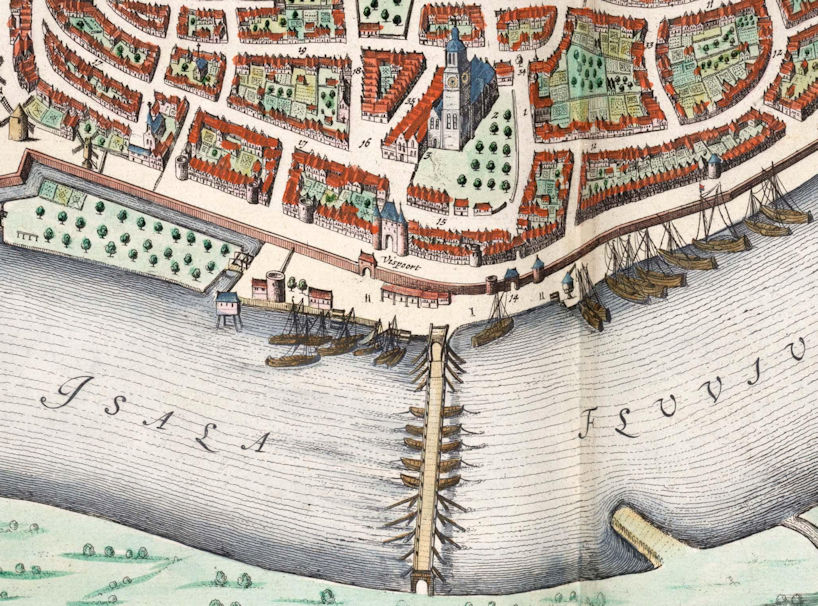 Detail van een plattegrond van Deventer door J. Blaeu (1649)