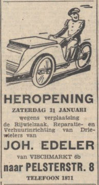 Advertentie firma Joh. Edeler (Nieuwsblad van het Noorden 29-01-1942)